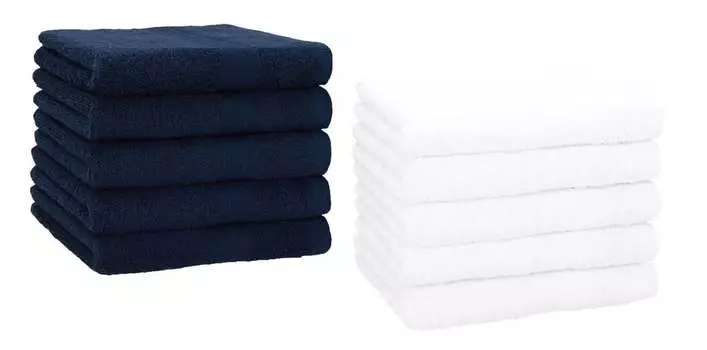 Комплект полотенец гостевых Betz 10 шт. 30х50 см ПРЕМИУМ 100% хлопок цвет: темно-синий и бирюзовый. Betzshop