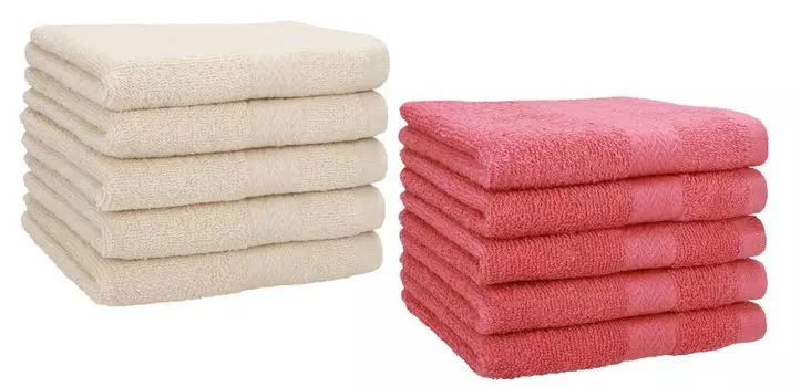 Комплект полотенец гостевых Betz 10 шт. 30х50 см ПРЕМИУМ 100% хлопок Цвет: рубиново-красный и белый Betzshop, бежевый