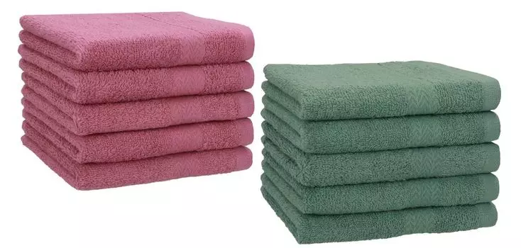 Комплект полотенец гостевых Betz 10 шт. 30х50 см ПРЕМИУМ 100% хлопок цвет: ягодно-сенно-зеленый Betzshop, розовый
