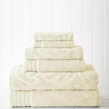 Комплект полотенец Modern Threads, 6 предметов, жаккардовые/однотонные, Medallion Swirl, цвет Ivory