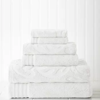 Комплект полотенец Modern Threads, 6 предметов, жаккардовые/однотонные, Medallion Swirl, цвет White