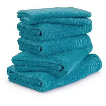 Комплект полотенец Mve «New Classic», (набор, 6 шт., 2x гостевое полотенце 30/50 см-2x полотенце 50/100 см-2x банное полотенце 67/140 см), набор из 6 шт., 100% хлопок, цвет lagoon