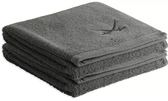 Комплект полотенец Sansibar Sylt из 2-х махровых серии «Классик», (2 шт.), антрацит, с качественной саблейной вышивкой Sansibar, серый