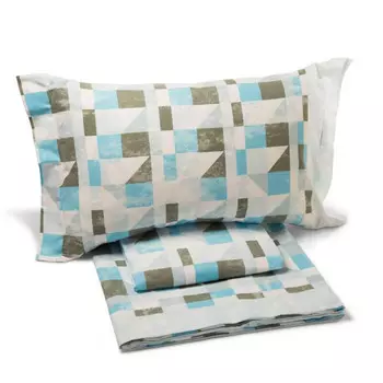 Комплект полутороспального постельного белья Caleffi Flannel Cromatic, голубой/мультиколор