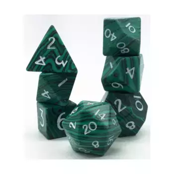 Комплект Poly - Малахитовый с белым (7), Semi Precious Stone Dice (Level Up Dice)