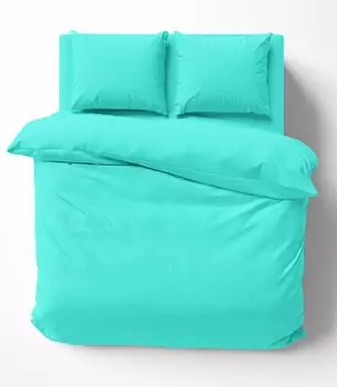 Комплект постельного белья 200х200 см однотонный светло-голубой, пододеяльник для двуспальной кровати Renforce, хлопок One-Home