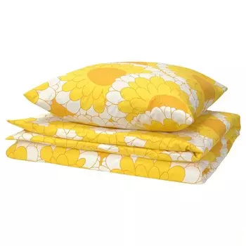 Комплект постельного белья, 2 шт., желтый, 140х200/80х80 см, KRANSMALVA IKEA