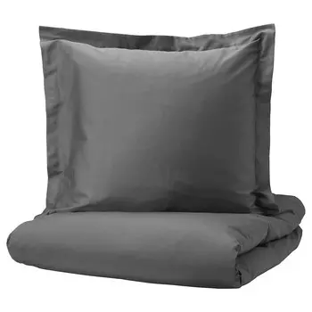 Комплект постельного белья, 2 шт., темно-серый, 155х220/80х80 см, LUKTJASMIN IKEA