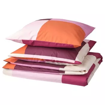 Комплект постельного белья, 3 предмета, розовый, 240х220/80х80 см, BRUNKRISSLA IKEA