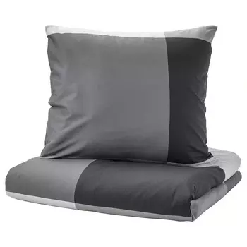 Комплект постельного белья, 3 предмета, черный, 240х220/80х80 см, BRUNKRISSLA IKEA