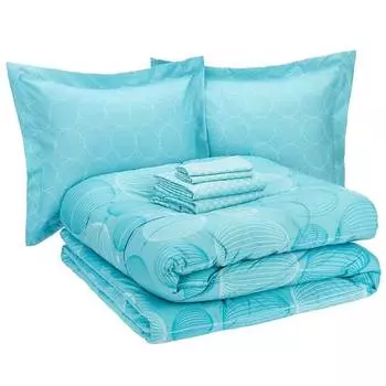 Комплект постельного белья Amazon Basics King, 7 предметов, бирюзовый