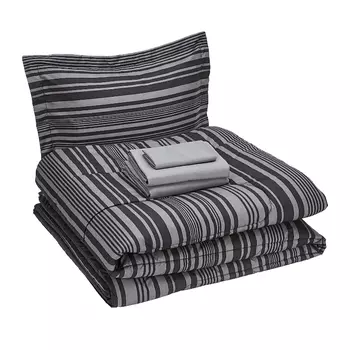 Комплект постельного белья Amazon Basics Twin/Twin, 5 предметов, серый