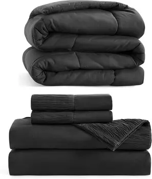 Комплект постельного белья Bedsure California King с пододеяльниками California King, черный