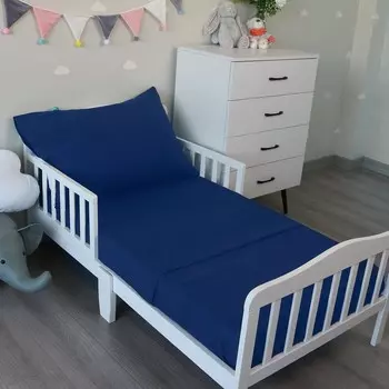 Комплект постельного белья Biloban из 3 предметов для малышей из микрофибры, комплект постельного белья для малышей включает наматрасник для кроватки, плоскую простыню и наволочку-конверт, шелковисто-мягкий, дышащий и легкий, темно-синий, Navy