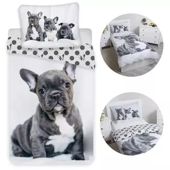 Комплект постельного белья Bulldog, хлопковое постельное белье на молнии 140х200 см, Oeko-Tex sarcia.eu