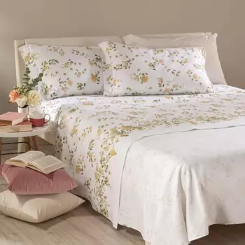 Комплект постельного белья Caleffi Maxi Double Flannel Rose Garden, 4 предмета, золотистый