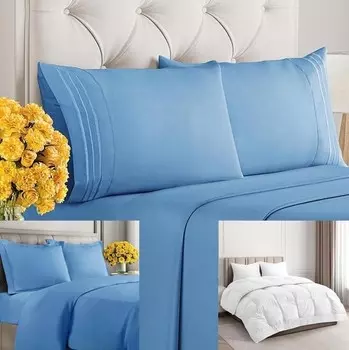 Комплект постельного белья CGK Unlimited Denim Blue с пододеяльником и одеялом (размер Cali King Size) — комплект постельного белья включает в себя простыню