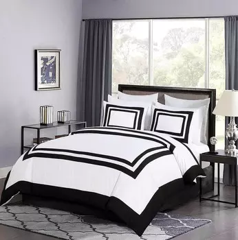 Комплект постельного белья Chezmoi Wyatt, белый/черный