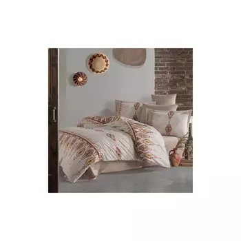 Комплект постельного белья Clasy Ranforce Double Ethnica V1, бежевый