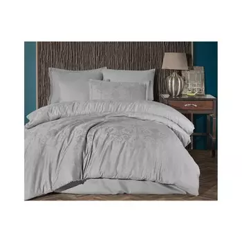 Комплект постельного белья Clasy с двойным жаккардовым хлопковым атласом Kapya V2 Серый