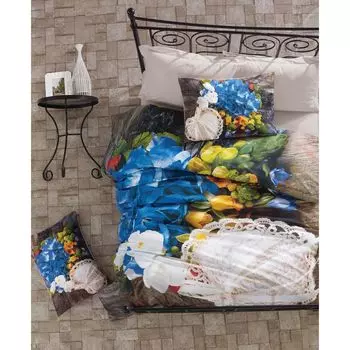 Комплект постельного белья Cotton Box 3D, бежевый с оборками