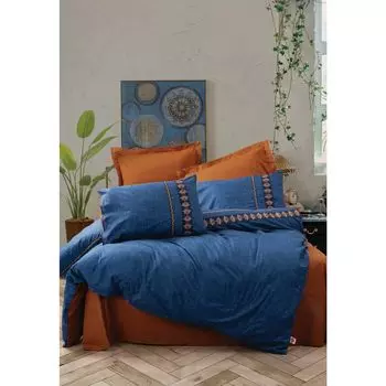 Комплект постельного белья Cotton Box Folkart Lusso, темно-синий