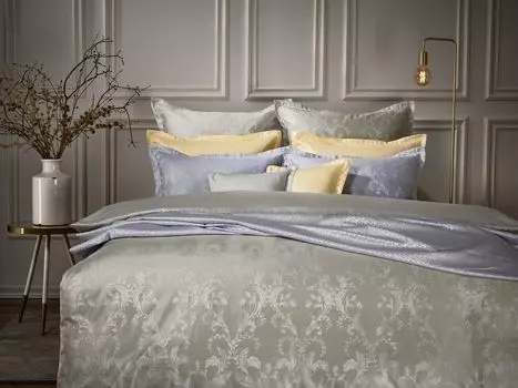 Комплект постельного белья Curt Bauer Mako парчовый дамасский дизайн 9017 GRACIE цвет английский-зеленый-215 размер 155х220+80х80 см