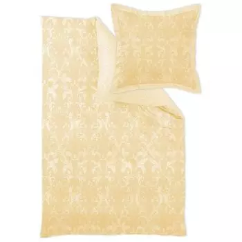 Комплект постельного белья Curt Bauer Mako парчовый дамасский дизайн 9017 GRACIE цвет лимон-125 размер 155х200+40х80 см