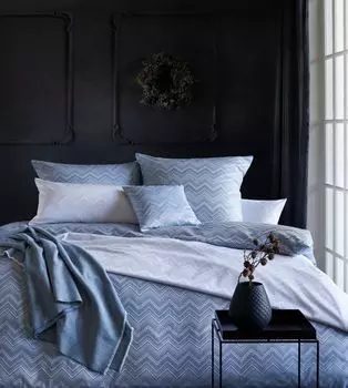 Комплект постельного белья Curt Bauer парчовый дамасский дизайн 9032 TILDA цвет океан-0203 размер 155х200+40х80 см