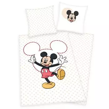 Комплект постельного белья Disney Mickey Mouse, 2 предмета, 135х200см, 100% хлопок, белый Herding