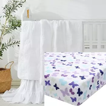 Комплект постельного белья для детской кроватки Brandream из 4 предметов для мальчиков и девочек с 2 упаковками простыней для кроватки