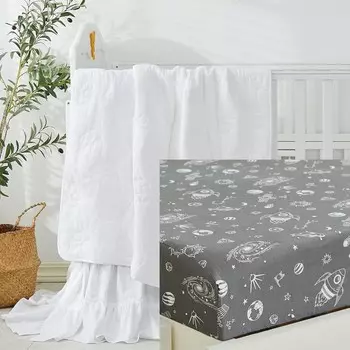 Комплект постельного белья для детской кроватки Brandream, 4 шт., 100% хлопок, 2 упаковки простыней для кроватки