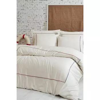 Комплект постельного белья Ecocotton Maritime, 100% органический хлопок, атлас с вышивкой, бежевый, 200X220 см