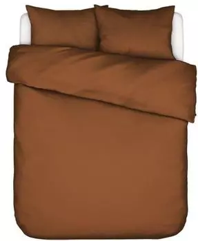 Комплект постельного белья Essenza из сатина мятный цвет кожа коричневый размер 155х220+80х80
