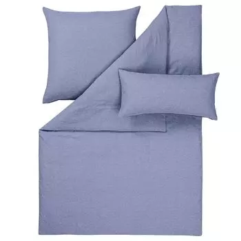 Комплект постельного белья Estella Exquisit полульняного цвета Alvaro цвет синий-600 размер 135 х 200 + 80 х 80 + 40 х 80 см