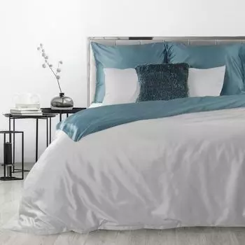 Комплект постельного белья Eurofirany NOVA3 серебро бирюзовый 180х200 см КОМПЛЕКТ 3 ПРЕДМЕТА: с 2-мя наволочками 70х80 см