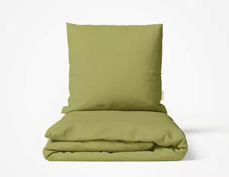 Комплект постельного белья Фабрика прачечной MOMM, цвет органический сатин, цвет натуральный зеленый, размер 135x200+80x80 MOMM Wschefabrik