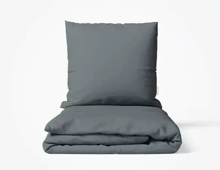 Комплект постельного белья Фабрика прачечной MOMM, цвет органический сатин, темно-серый, размер 135х200+80х80 MOMM Wschefabrik