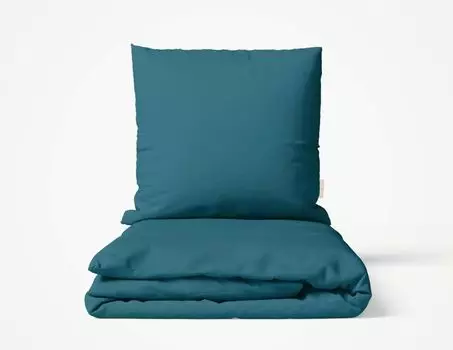 Комплект постельного белья Фабрика прачечной MOMM органический сатин цвет бирюзовый размер 135х200+80х80 MOMM Wschefabrik