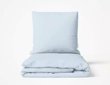 Комплект постельного белья Фабрика прачечной MOMM, цвет органический сатин, голубой, размер 140x200+70x90 MOMM Wschefabrik