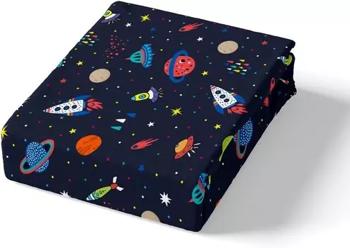 Комплект постельного белья Feelyou Outer Space с принтом Queen Size Galaxy Space Rocket для мальчиков и девочек, Multi 36