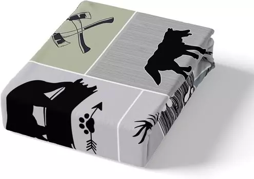 Комплект постельного белья Feelyou с черным медведем и оленем в деревенском стиле, одеяло с волками, стеганое пуховое одеяло с дикими животными для детей, мальчиков, девочек, взрослых, размер королевы с 2 наволочками, Multi 20