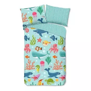 Комплект постельного белья Good morning Ocean, 140x200x1 см цвет aqua