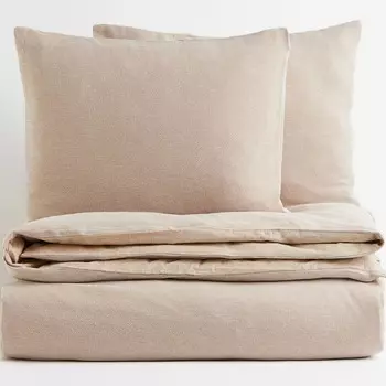 Комплект постельного белья H&amp;M Home King/Queen Cotton Flannel, 3 предмета, бежевый