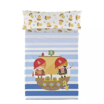 Комплект постельного белья HappyFriday Happynois Pirate Ship Colorful Одноместный матрас, 2 предмета