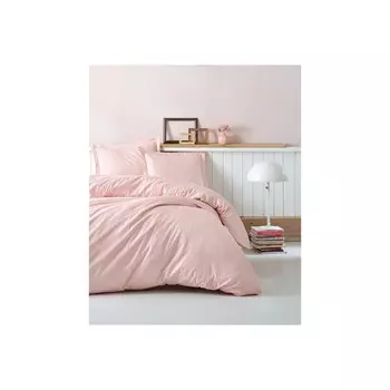 Комплект постельного белья Хлопковая коробка, элегантный атласный комплект в полоску с двойным пододеяльником, пудра