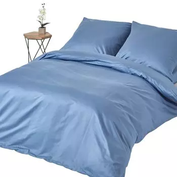 Комплект постельного белья HOMESCAPES небесно-голубой, количество ниток 1000, 240 х 220 см