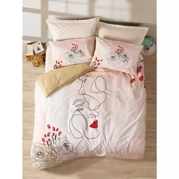 Комплект постельного белья Human&women с двойным пододеяльником Amore Бежевый