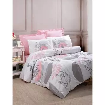 Комплект постельного белья Human&women с двойным пододеяльником, довольно розовый