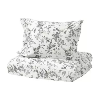 Комплект постельного белья Ikea Alvine, 2 предмета, 140x200/80x80, белый/серый